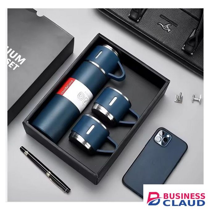 Everich 500ml Stainless Steel Vacuum Flask Thermos Gift Set – Double Lid Insulated Business Travel Cup with Gift Box