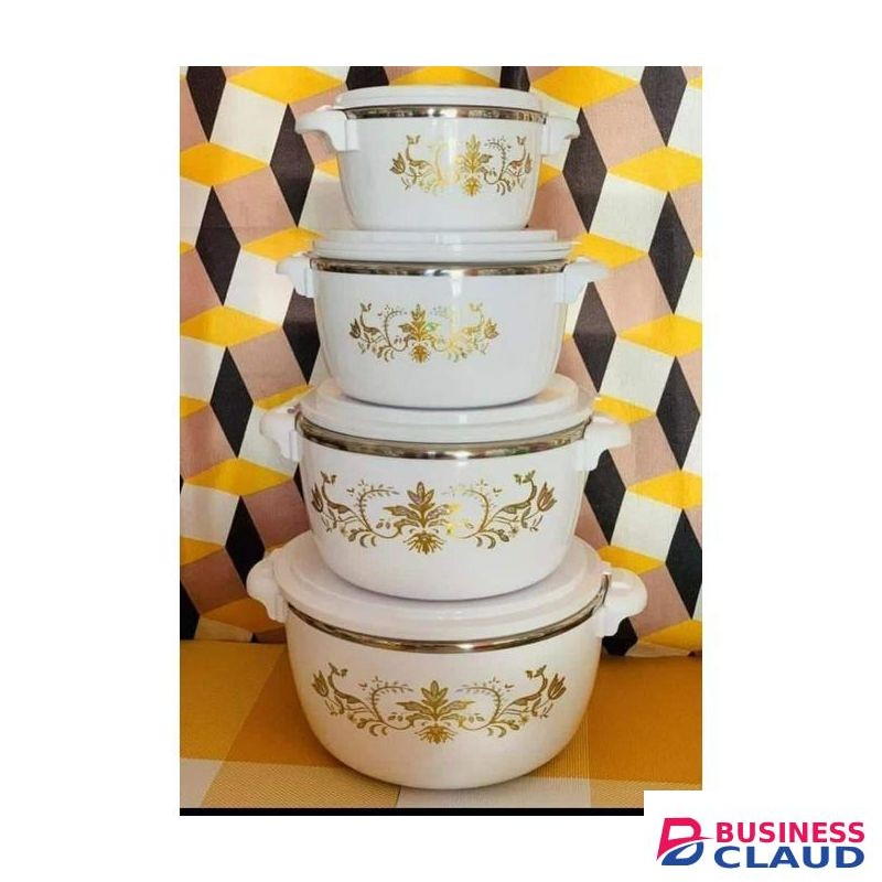 4 Pcs White Casserole Hotpots Set