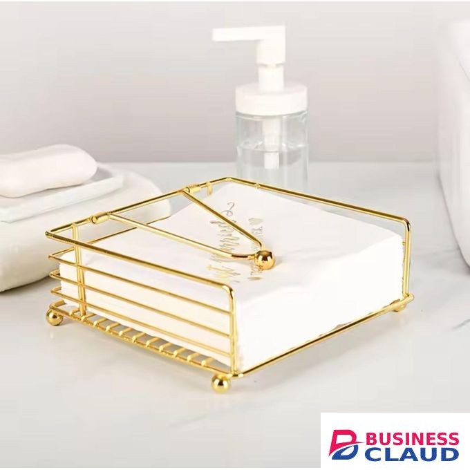 Luxury Metallic Serviette Holder for Modern Kitchens and Dining Tables – Elegant Napkin Organizer for Home, Hotels, Restaurants – 18x18x6.8cm, Rust-Resistant and Durable Finish