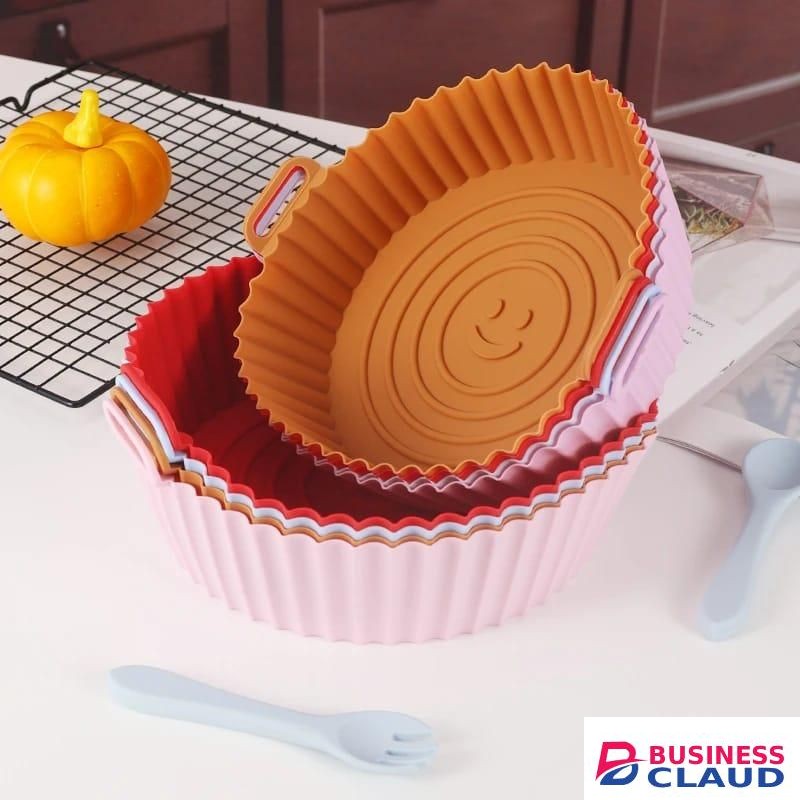 Round Silicone Air Fryer Liner Air Fryer Pot Tray Heat Resistant Food Baking For AirFryer Chicken Accessories