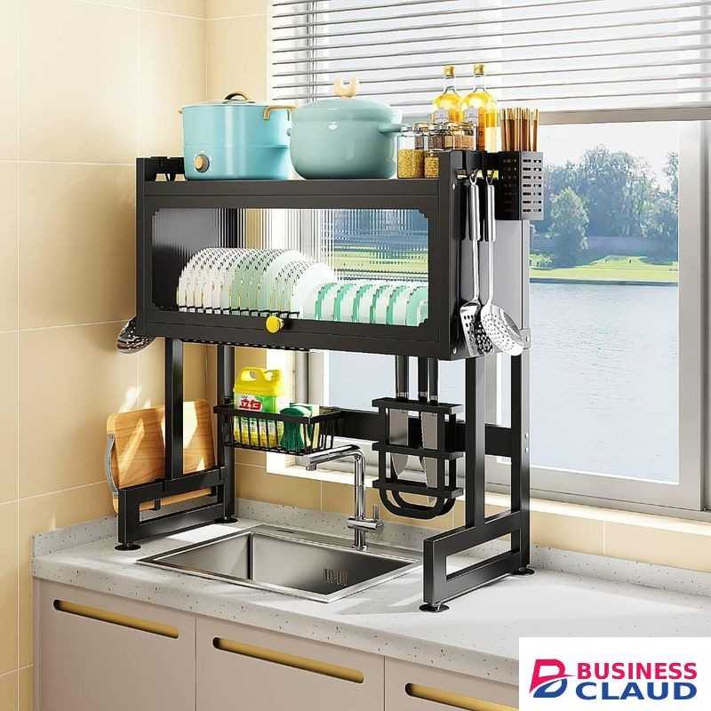 Plasticable Double over the sink rack with glass lid