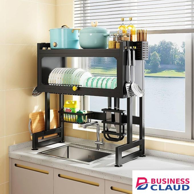 Plasticable Double over the sink rack with glass lid
