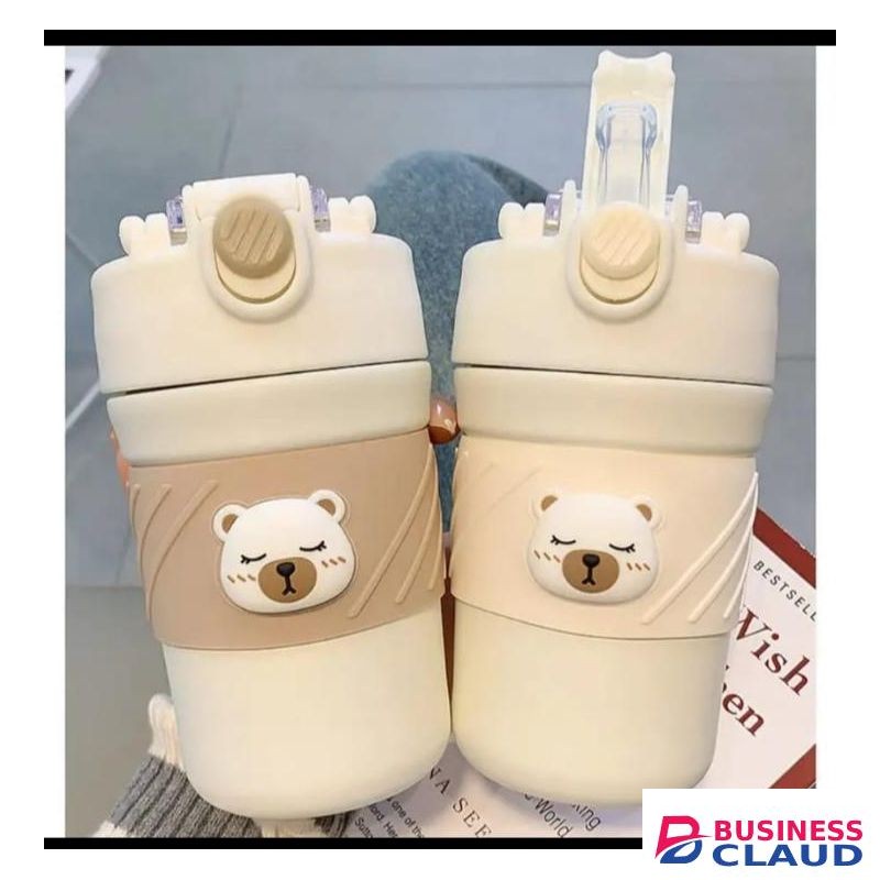 Cute Bear 400ml Double Wall Vacuum Flask- Coffee Or Tea Mug