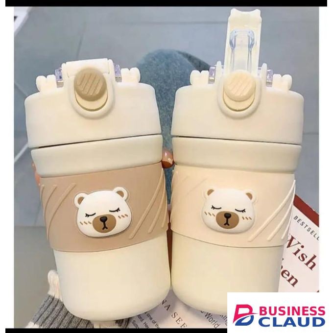 Cute Bear 400ml Double Wall Vacuum Flask- Coffee Or Tea Mug