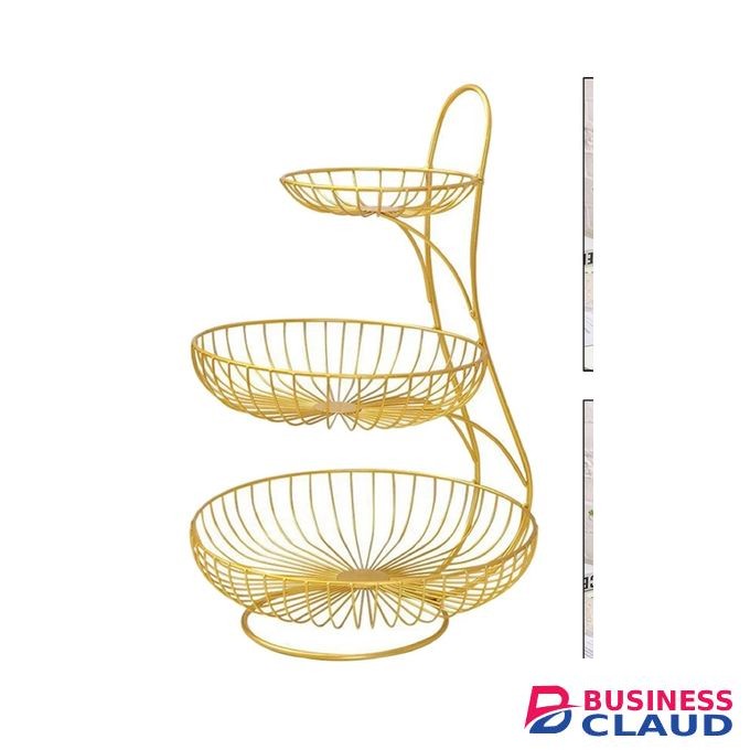 3Tier Round Metallic Vegetable Fruits Storage Rack Organizer