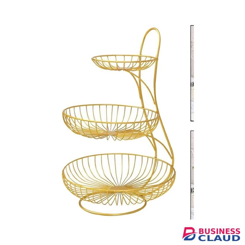 3Tier Round Metallic Vegetable Fruits Storage Rack Organizer