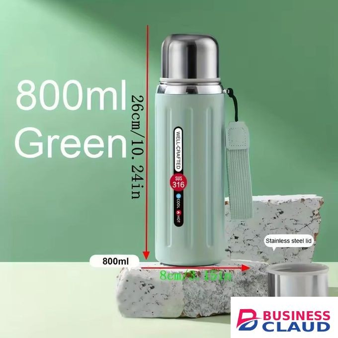 800ml Portable Stainless Steel Vacuum Flask – Large Capacity Thermo Cup for Hot & Cold Beverages