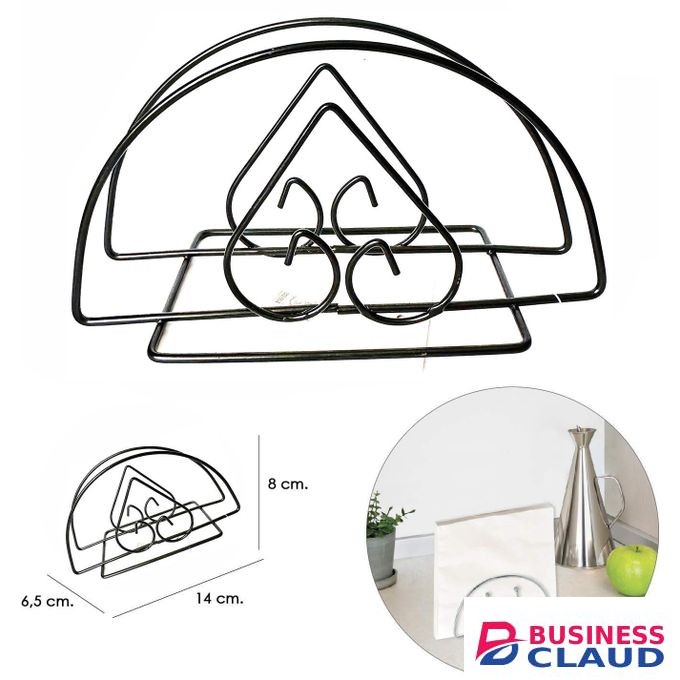 Serviette Napkin Holder Small Black Steel Vertical Semi-Circular Stainless Steel Paper Towel Holder Square Tissue Dining Hotel Restaurant Countertop