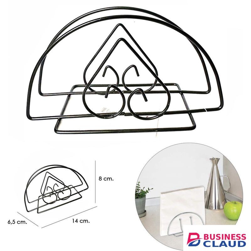 Serviette Napkin Holder Small Black Steel Vertical Semi-Circular Stainless Steel Paper Towel Holder Square Tissue Dining Hotel Restaurant Countertop