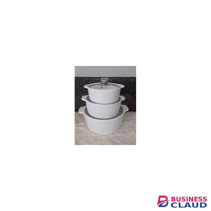 3pcs Non Stick Ceramic Casserole Serving Dishes With Lids