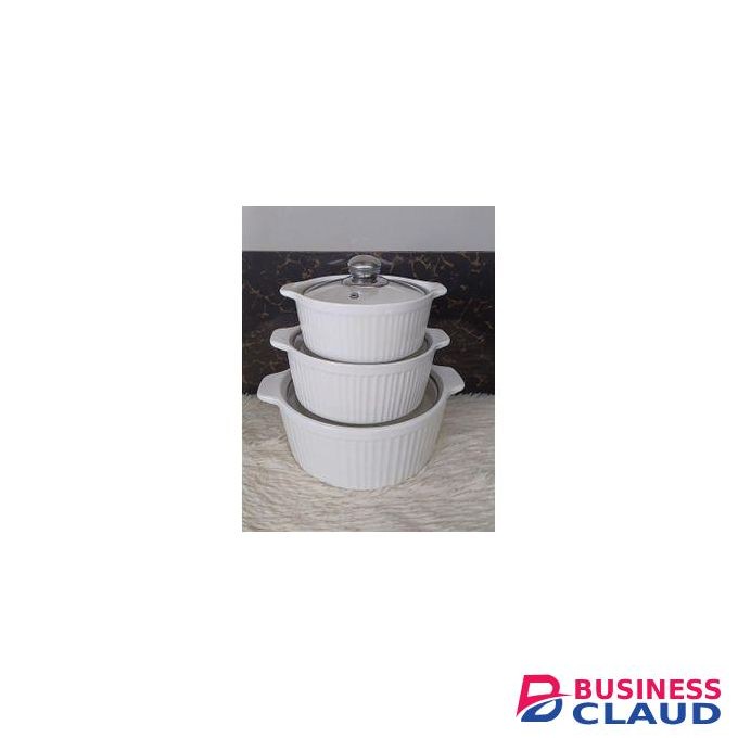 3pcs Non Stick Ceramic Casserole Serving Dishes With Lids