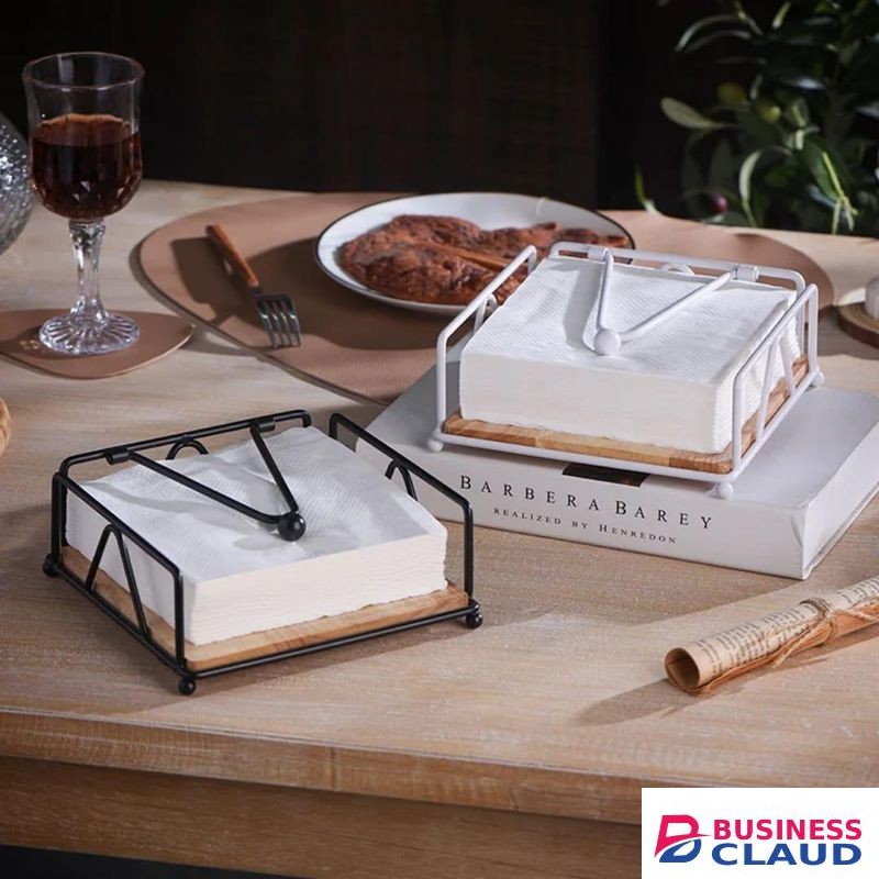 Classic Napkin/ Serviette holder with bamboo wood Base.