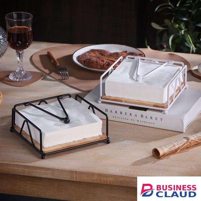 Classic Napkin/ Serviette holder with bamboo wood Base.