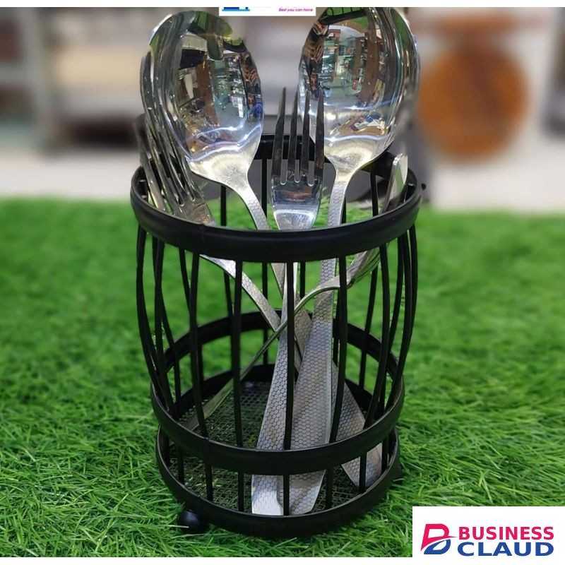 Black Coated Metal Spoons Holder / Cutlery Holder / Utensils Holder