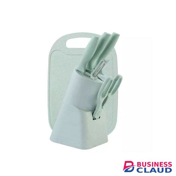 6 IN 1 Knife Set With Chopping Board White