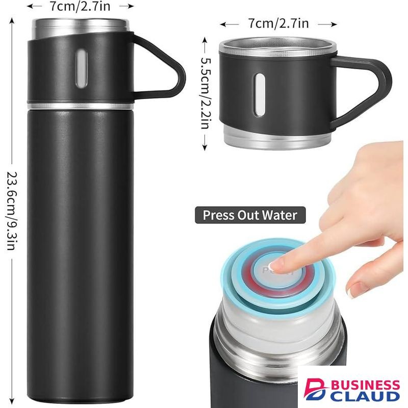 Un breakable stainless steel Gift pack thermocup 500ml +130ml cups &gift bag