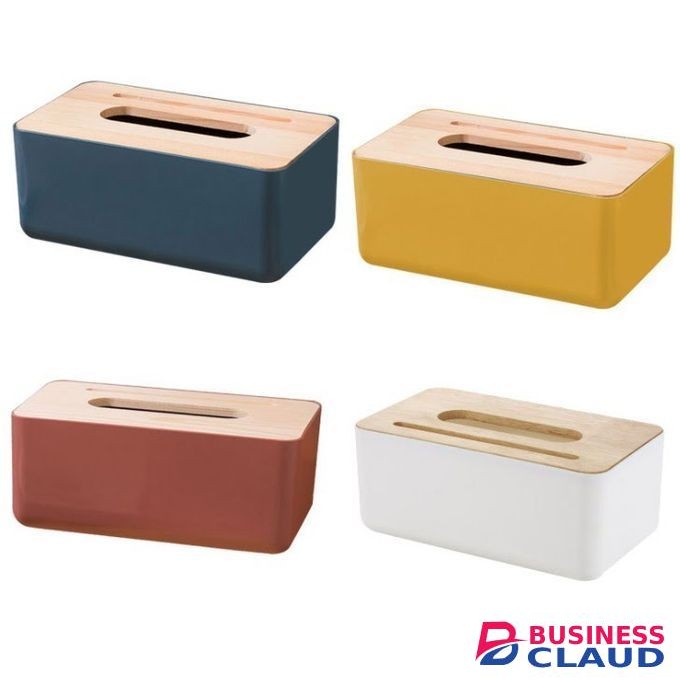 Nordic Bamboo Serviette Tissue Box Canister Yellow