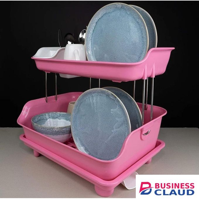 2Tier Plastic Dish Drainer Rack Organizer