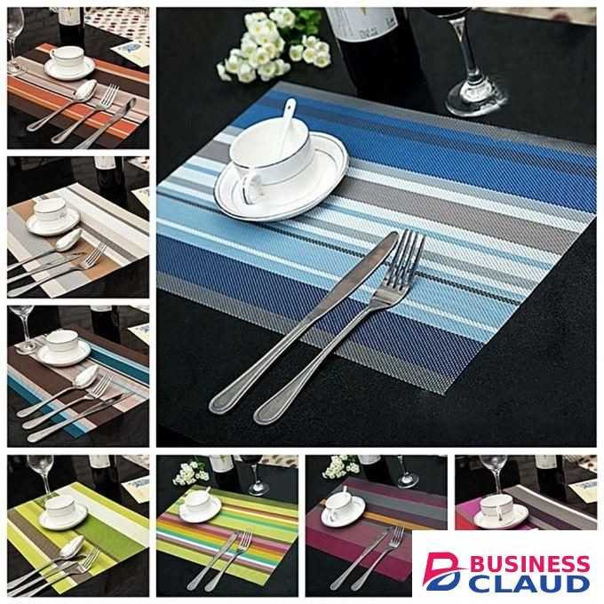 PVC Striped Tablemats – Set of 6 Elegant, Easy-to-Clean Dining Mats in 9 Unique Colours