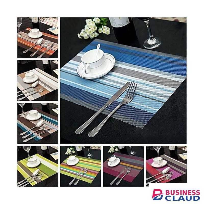 PVC Striped Tablemats – Set of 6 Elegant, Easy-to-Clean Dining Mats in 9 Unique Colours