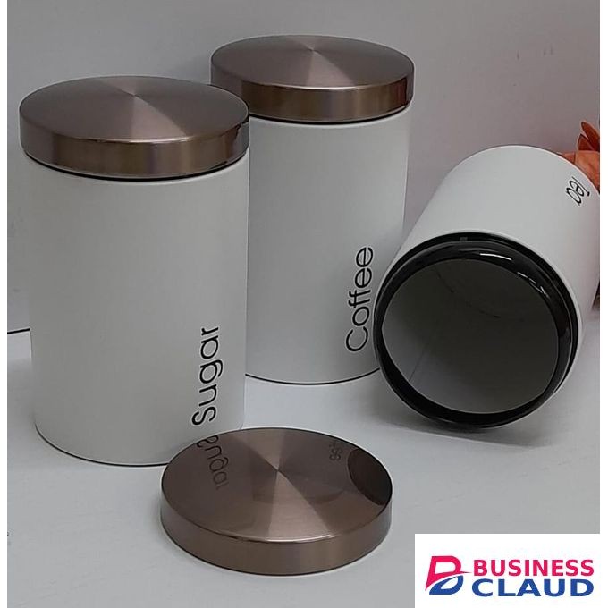 3Pcs Sugar Coffee Salt Condiment Canister Dish Bowl With Lids