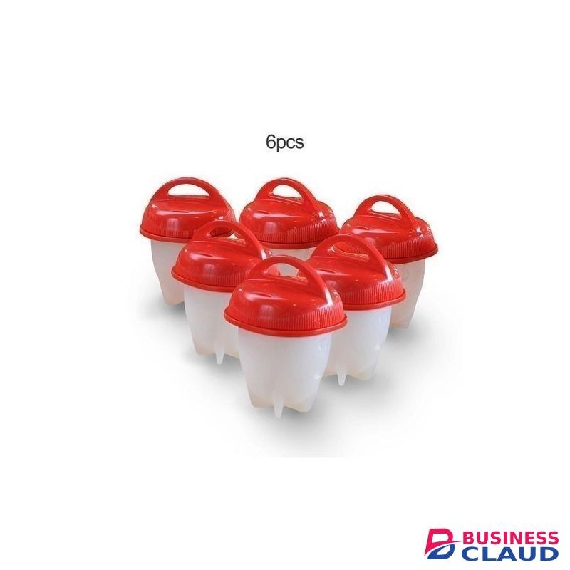 Silicone Egg Boil Cup Cooker 6 pcs set - Red & White