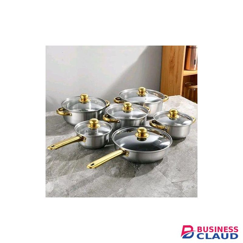 12 PCS Stainless steel fry pan non-stick cookware sets.