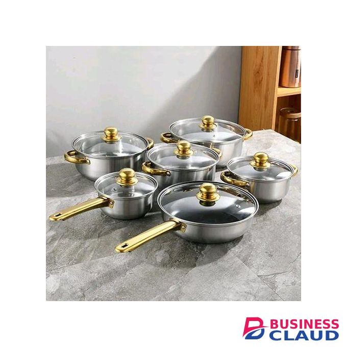 12 PCS Stainless steel fry pan non-stick cookware sets.