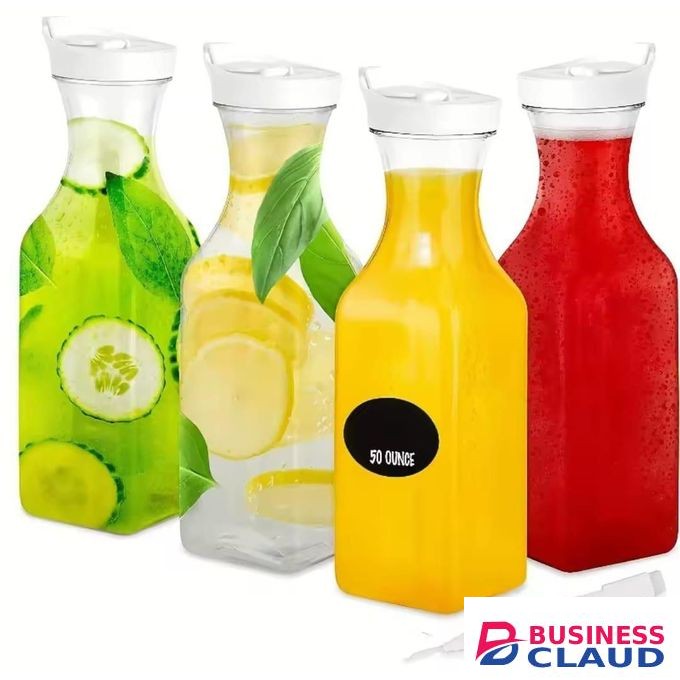 Resuable Plastic Juice Water Bottles Containers With Lids