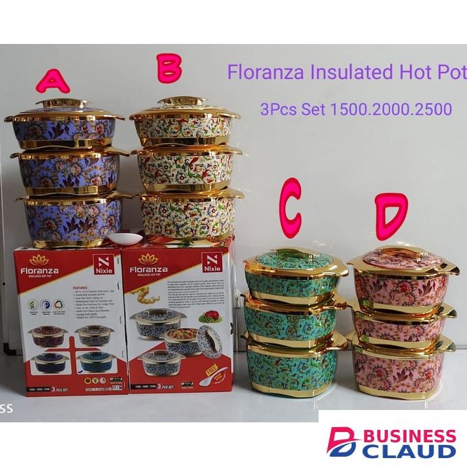 3pcs Non Stick Insulated Gold Coated Hot Pots With Lids