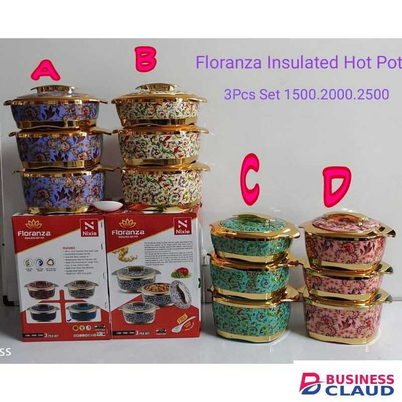 3pcs Non Stick Insulated Gold Coated Hot Pots With Lids