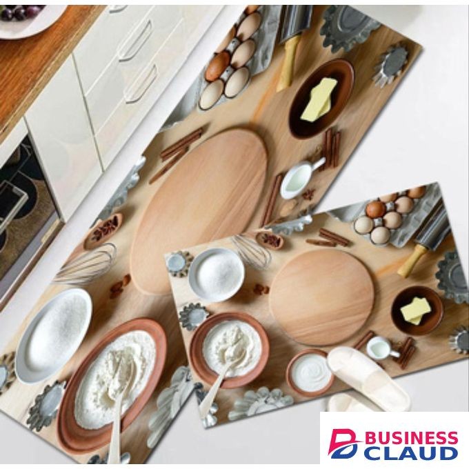 2PC Non Slip Rubber Back Kitchen Mats