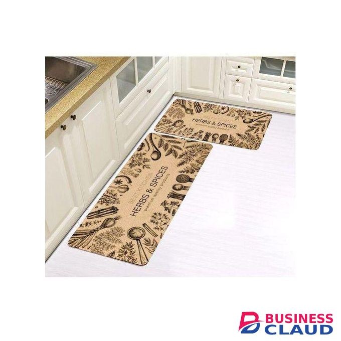 Rubber Kitchen Mats For Floor Set Of 2 Pcs Non-Skid, Soft Absorbent Rugs For Kitchen, Laundry, And Hallway 120x40cm, 40x60cm 4mm Thickness