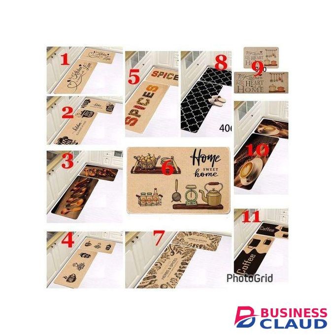 Rubber Kitchen Mats For Floor Set Of 2 Pcs Non-Skid, Soft Absorbent Rugs For Kitchen, Laundry, And Hallway 120x40cm, 40x60cm 4mm Thickness
