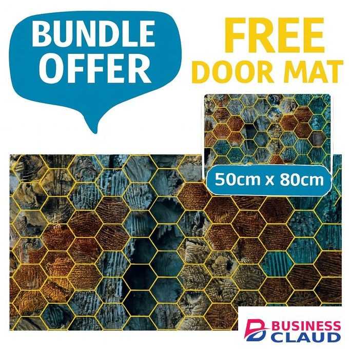 Mac Carpet Luxury Hexagon Carpet + FREE Matching Door Mat - Velvet Texture - Modern Glam Interior Rug Set – 160x230cm / 180x270cm + 50x80cm Mat