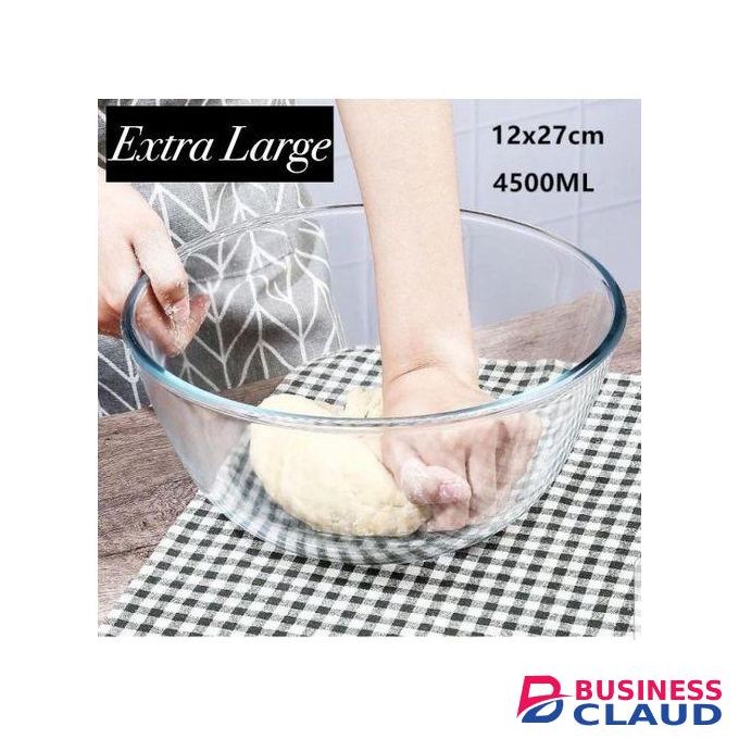 4.5L Extra Large Glass Clear Bowl For Mixing And Serving