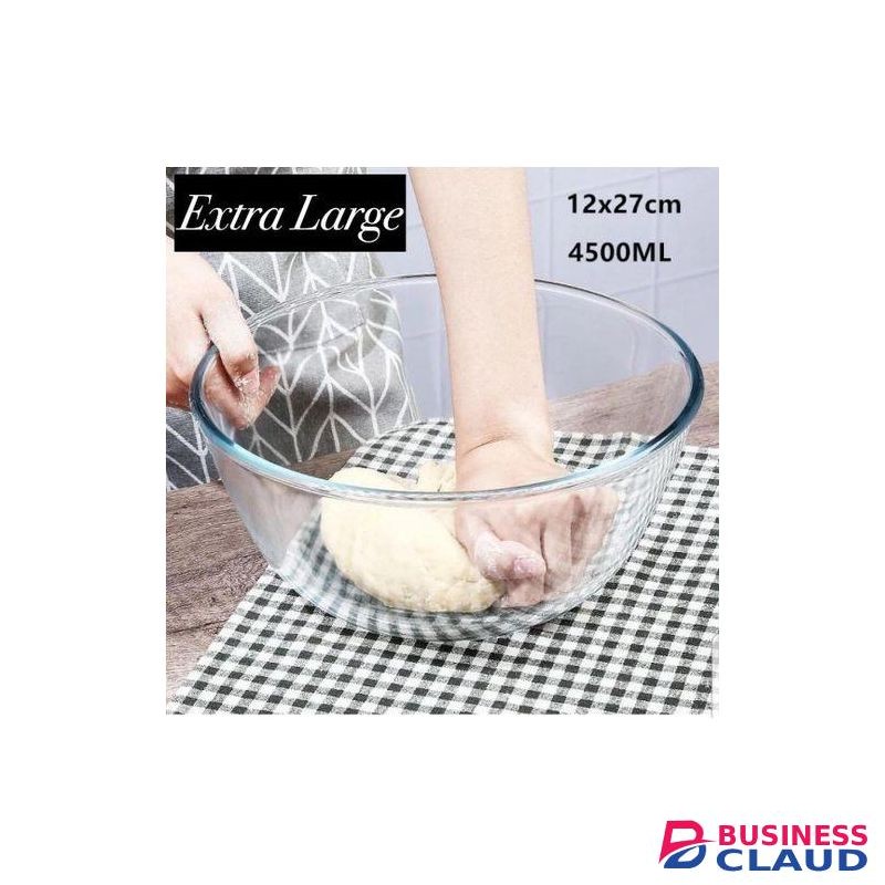 4.5L Extra Large Glass Clear Bowl For Mixing And Serving