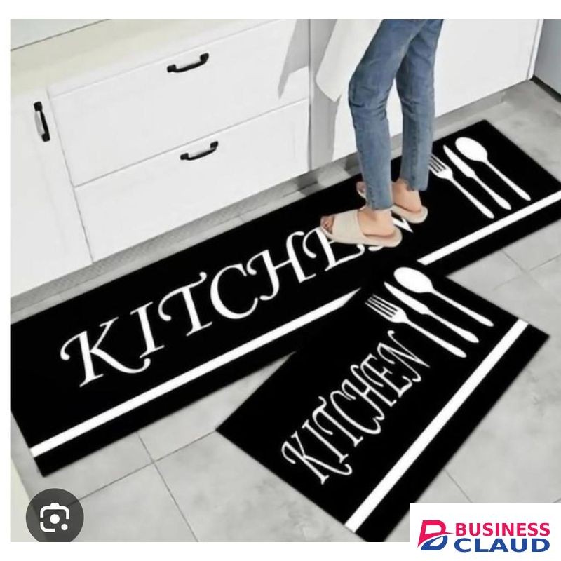 2pcs set 3D kitchen mat NON SLIP Grip Rubber underside floor