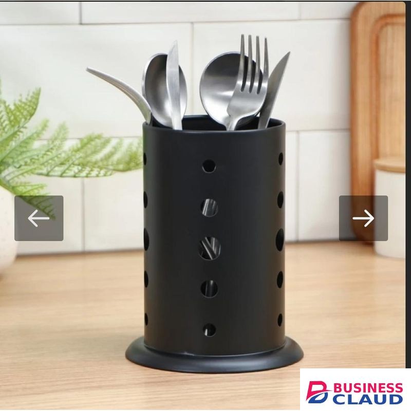 Black stainless steel cutlery holder