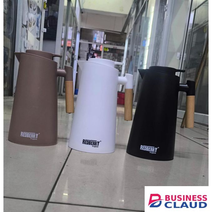 Colourful Redberry Flask with a bamboo handle Size -1Ltr Keeps hot and cold for 24hrs.