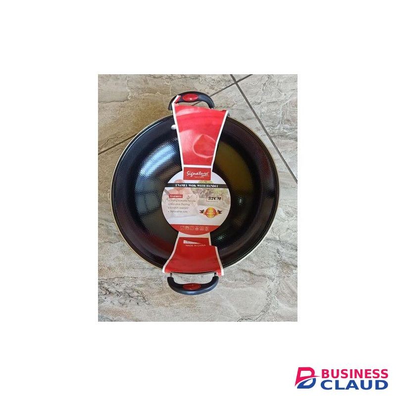 Signature 1pc Stainless Steel Deep Frying Enamel Wok Pan