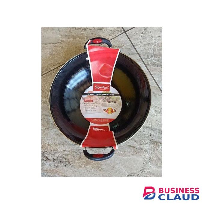 Signature 1pc Stainless Steel Deep Frying Enamel Wok Pan