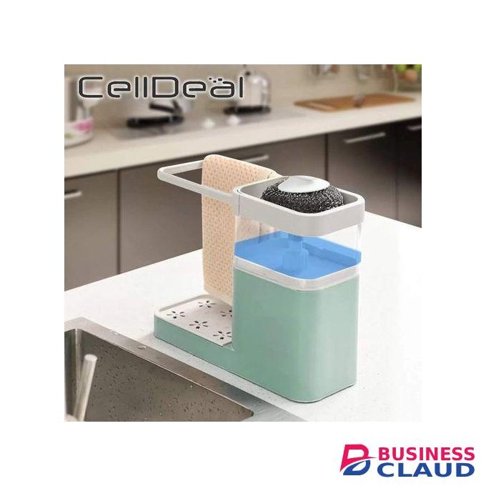 3-In-1 Soap Dispenser With Towel Rack And Sponge Holder