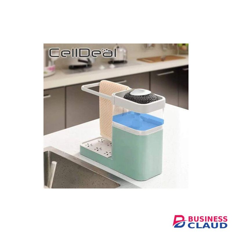 3-In-1 Soap Dispenser With Towel Rack And Sponge Holder