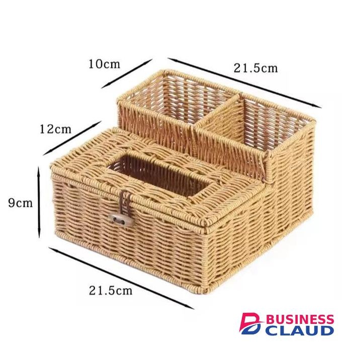 Multipurpose Rattan Serviettes Holder /Napkin Holder With Cutlery Organiser