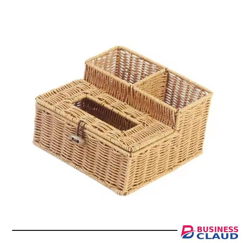 Multipurpose Rattan Serviettes Holder /Napkin Holder With Cutlery Organiser
