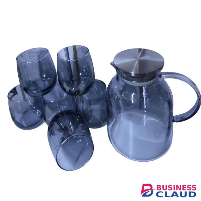 Diamonds 7Pcs Smoky Glass Borosilicate Water Jug Set
