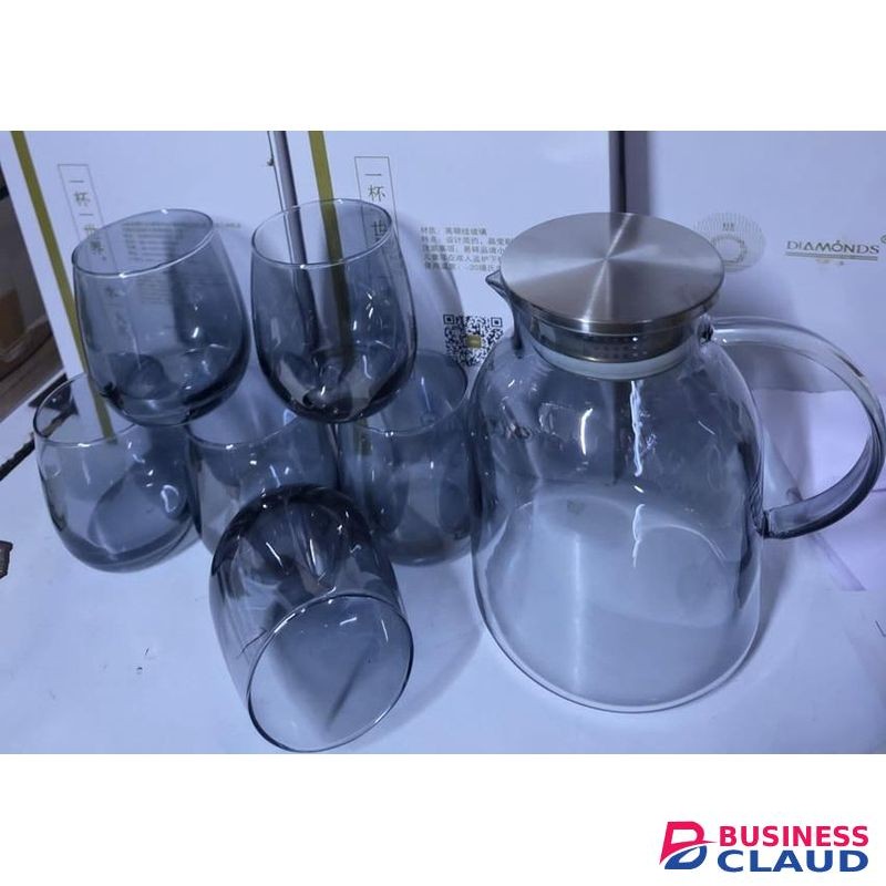 Diamonds 7Pcs Smoky Glass Borosilicate Water Jug Set