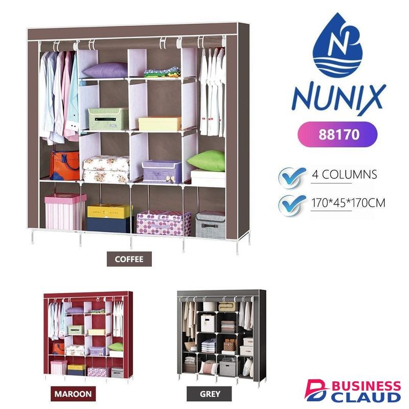 Nunix 4 Columns Metallic Wardrobe