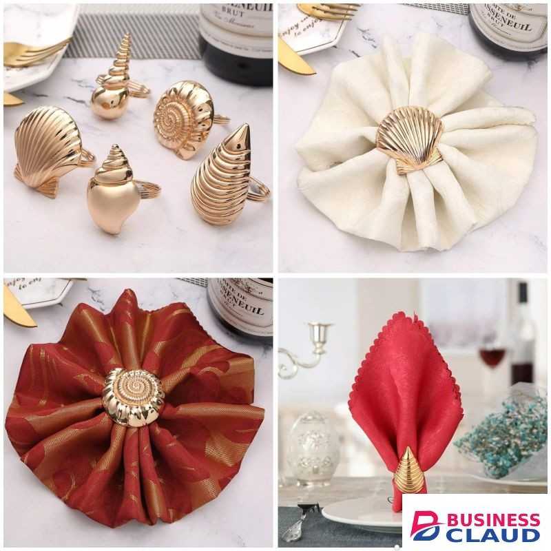 Sea Shell Theme Table Napkin Holder, Creative Ocean Series Shell Napkin Buttons
